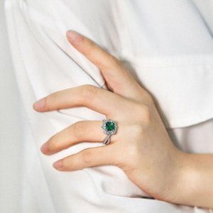 NEW 925 STERLING SILVER DIAMOND HALO SQUARE RING